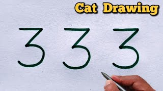 Turn 333 into a Cute Cat 🐱 | Easy Drawing Trick