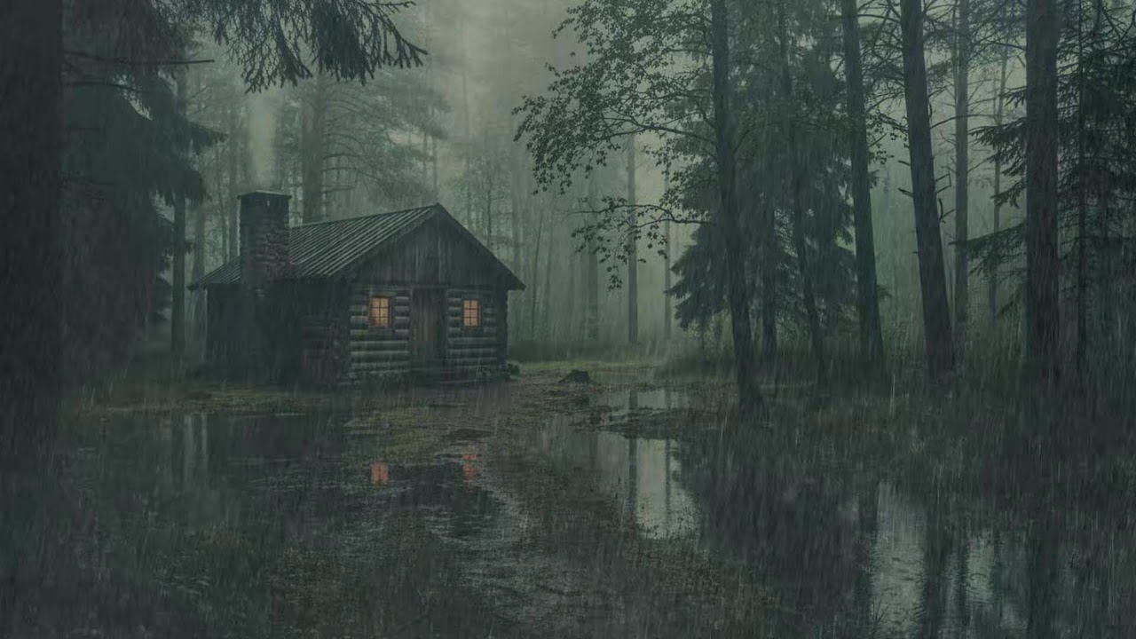 Soothing Night Rain in a Forest Cabin | Deep Sleep Sounds
