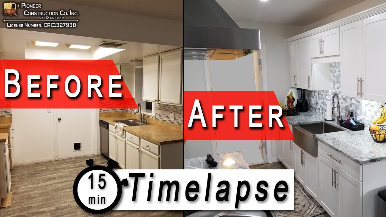 Kitchen Remodel With 8 ft Island, Time Lapse - YouTube