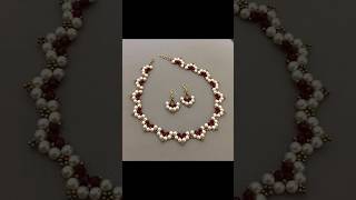 Pearl petal necklace tutorial #shorts #pinisettypearlcrafts #tutorialforbeginners