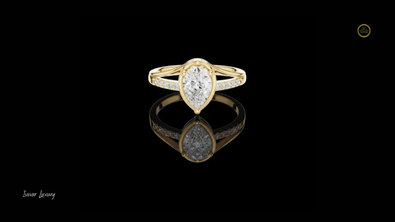 Pear Cut Ring with Pave Band