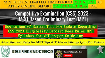CSS 2023 Online Registration ||| How to Apply for MPT Step by Step | Before 22-8-2022 | MPT CSS 2023