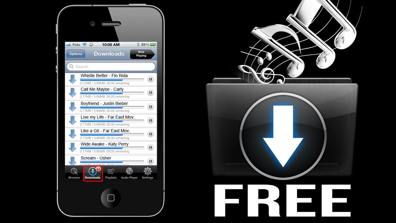 How To Download Free Music On Iphone 5 4s 4 3gs Youtube