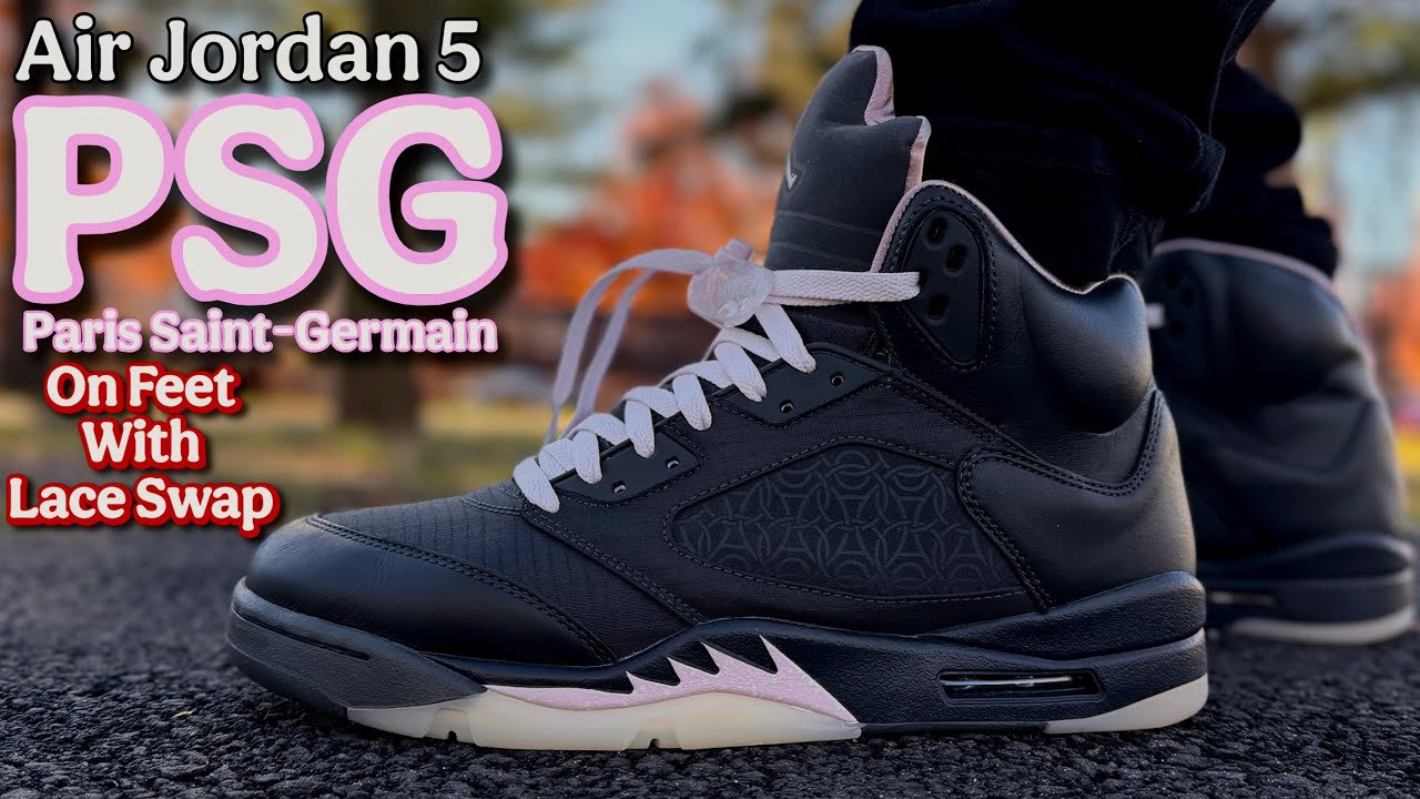 Jordan 5 PSG (2025) On Feet/Lace Swap - YouTube