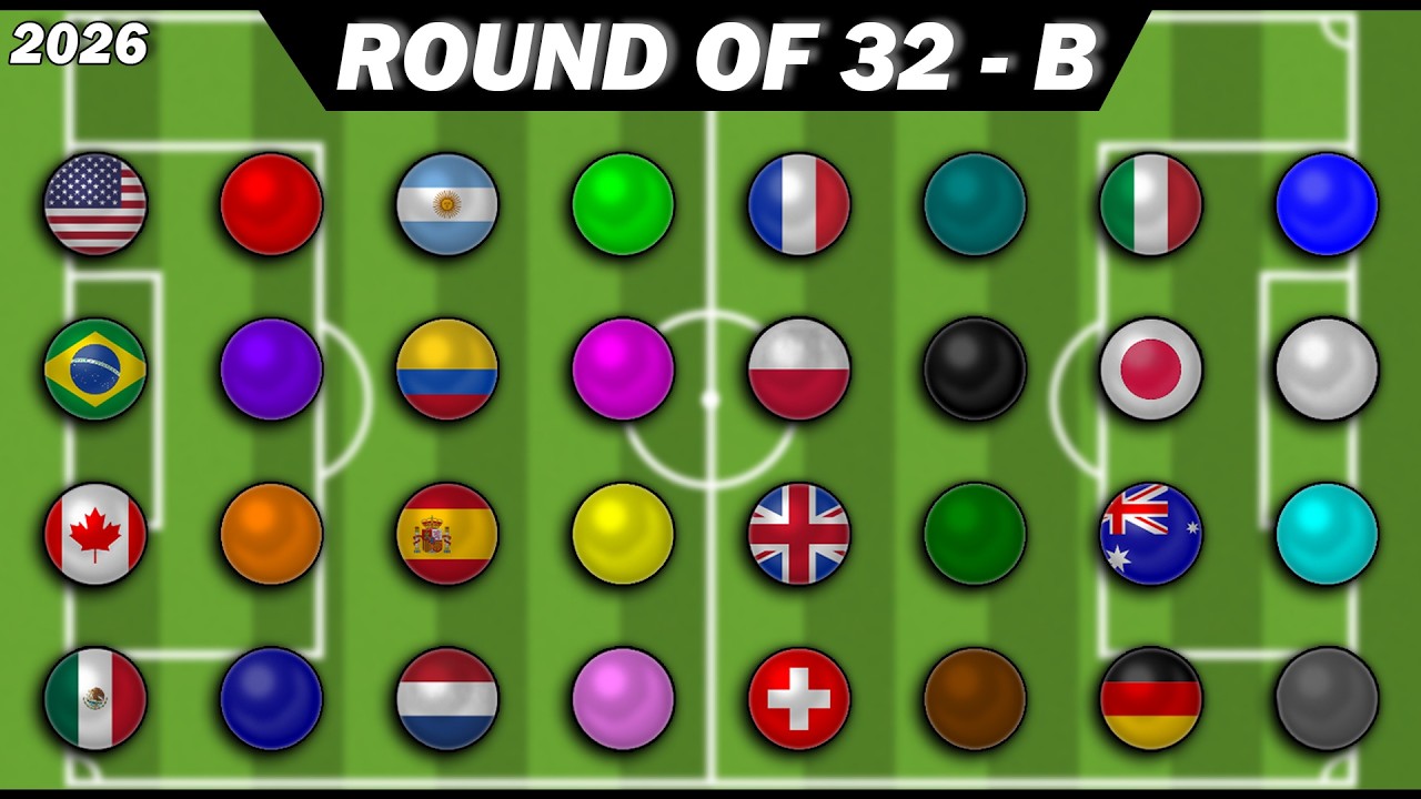 ROUND OF 32 - B | Colors vs. Countries Special World Cup Football 2026 Soccer Marble