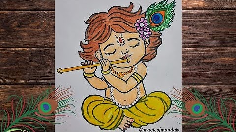 Easy Krishna Drawing || Krishna Janmashtami Special Drawing || Little Krishna Drawing 2025