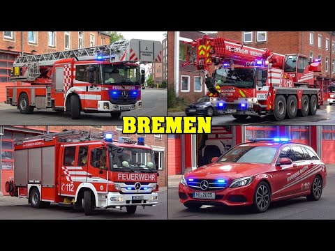 [RÜSTZUG mit FEUERWEHRKRAN | neue DREHLEITER] - Feuerwehr BREMEN | Einsatzfahrten zu div. Alarmen!