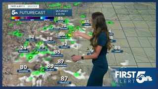 Stormy skies return Saturday afternoon but we will be drier on Sunday