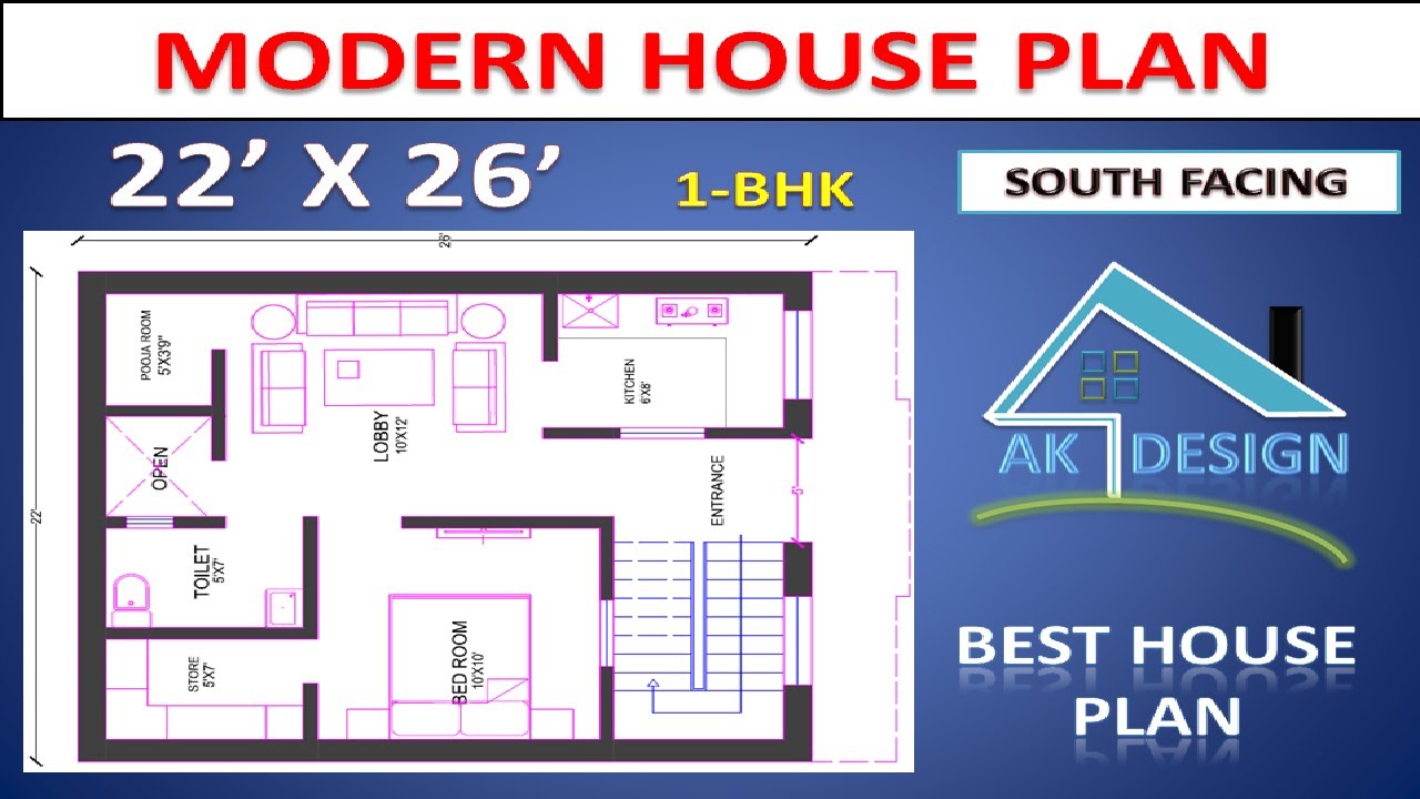 22 x26 South Facing House Plan with Parking ll Vastu 