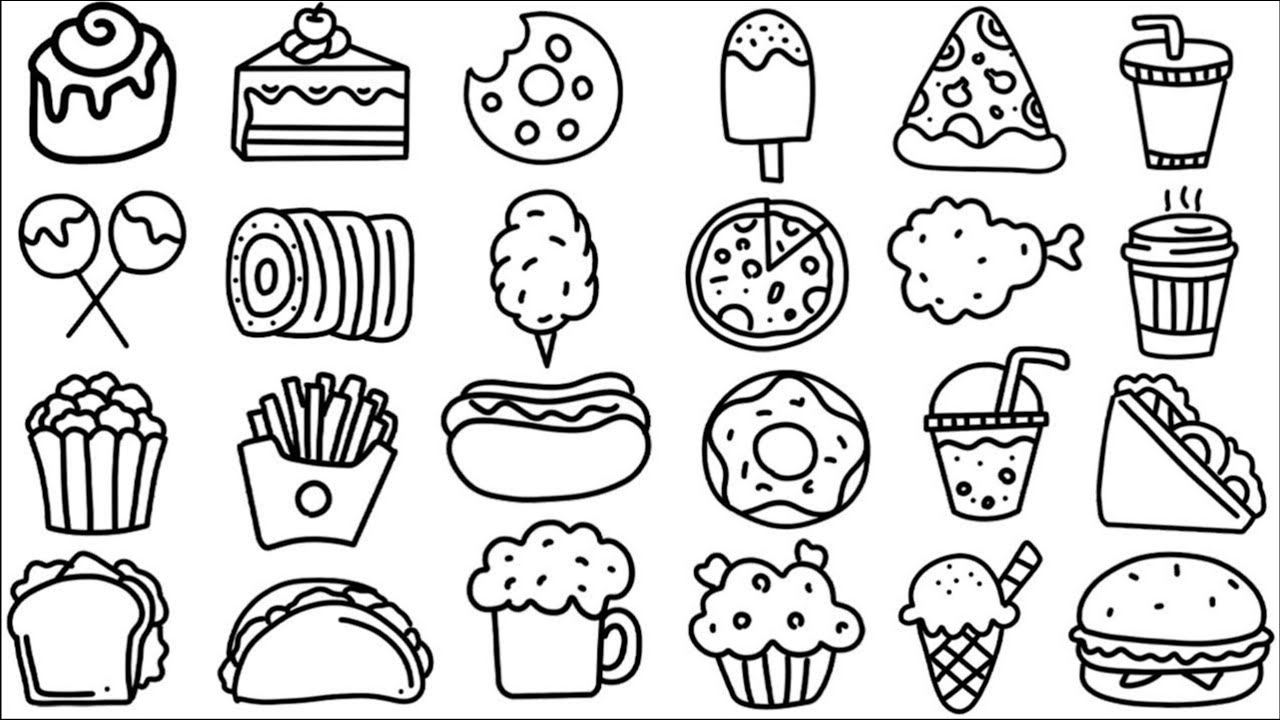 Как нарисовать продукты питания: полезные и вредные | Разные виды еды (рисунок-загадка)