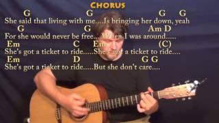 Ticket to Ride (The Beatles) Strum Guitar Cover Lesson in G with Chords/Lyrics screenshot 4