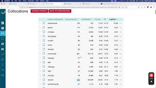 Word associations using NoSketch / SketchEngine: N-gram and collocation analysis