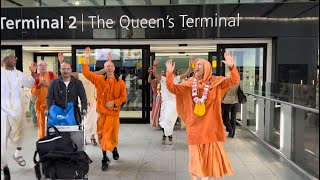 Sripada Bhakti Vikasa Swami Arrives At Heathrow Airport, London