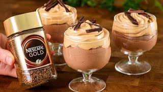 Chocolate dessert with coffee mousse in 5 minutes! ☕Very tasty, I cook it every day!