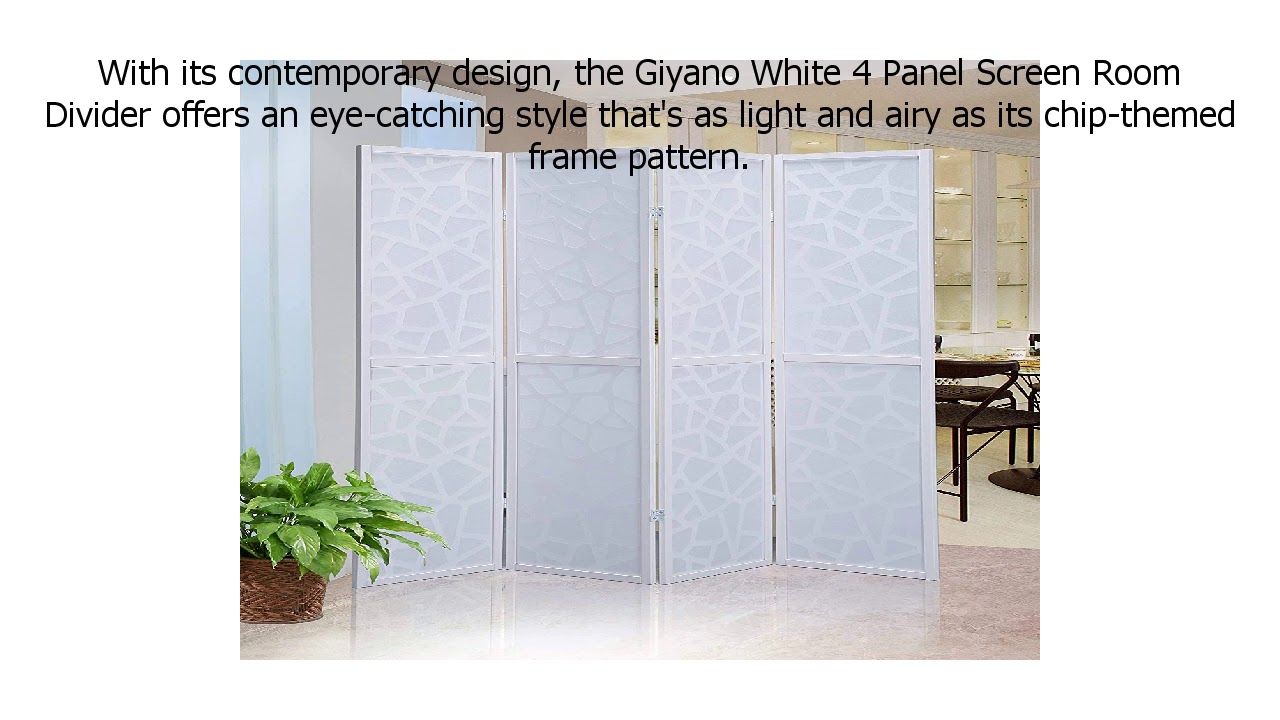 Special Discount on Roundhill Furniture Giyano 4 Panel Wood Frame Screen Room Divider, White