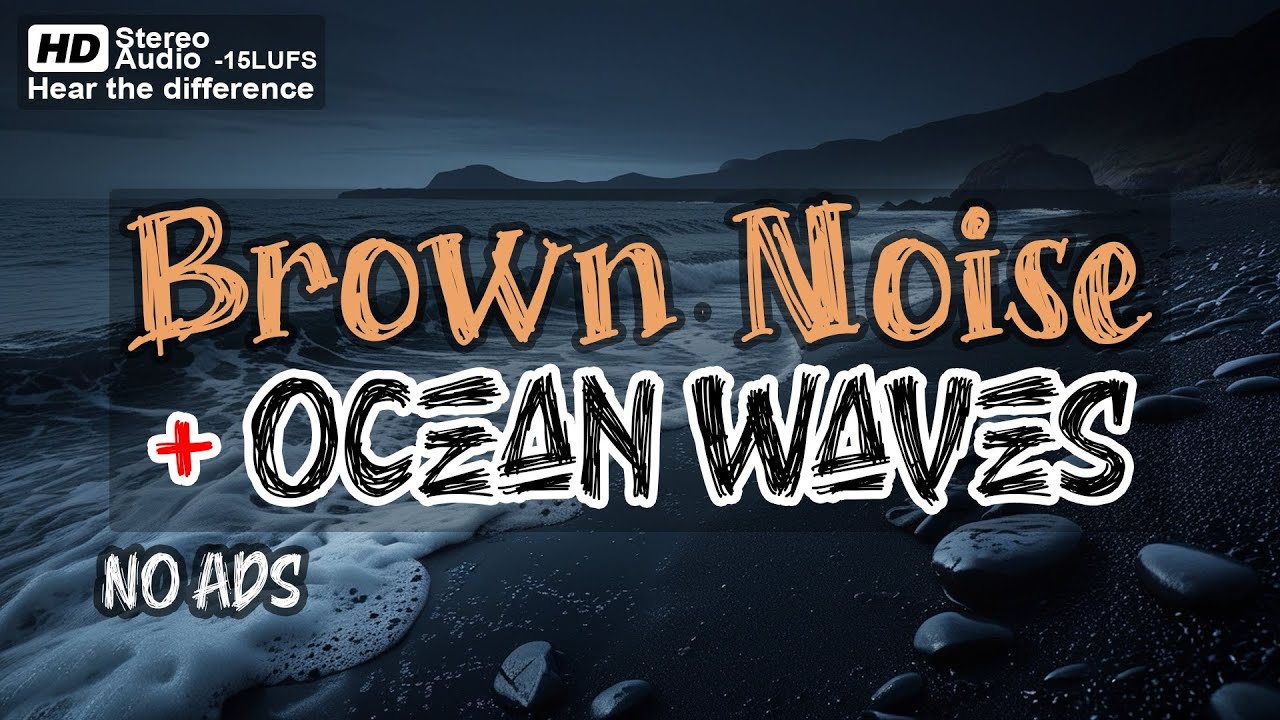 Brown Noise + Ocean Waves | 10 Hours Black Screen for Relaxing Sleep & Focus