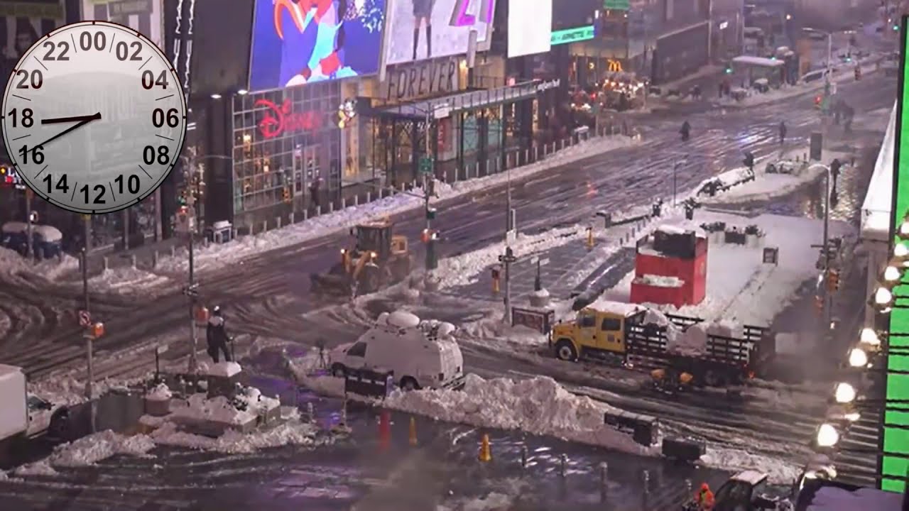 Times Square timelapse...Heavy snowfall, New York YouTube