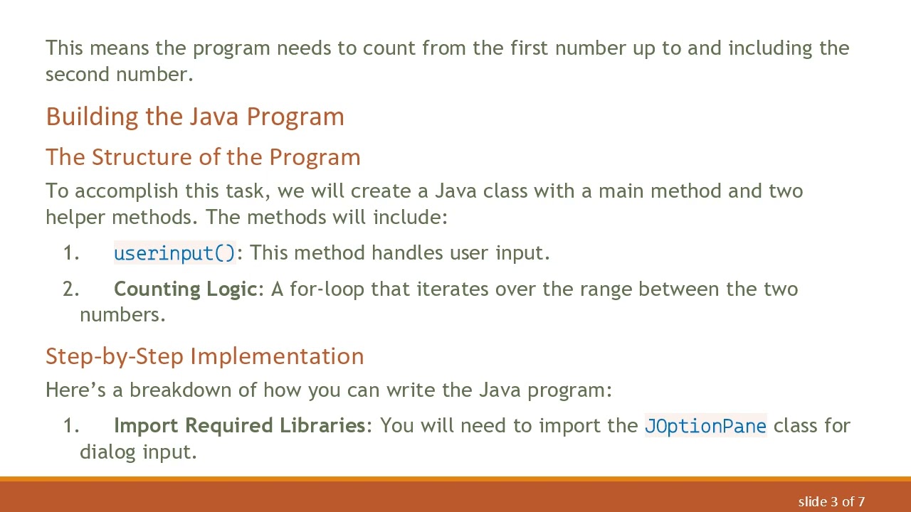 How to Use 2 Variables as User Input to Count in Java