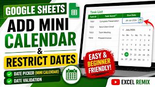 How to Add a Mini Calendar & Restrict Dates in Google Sheets | Data Validation Tutorial