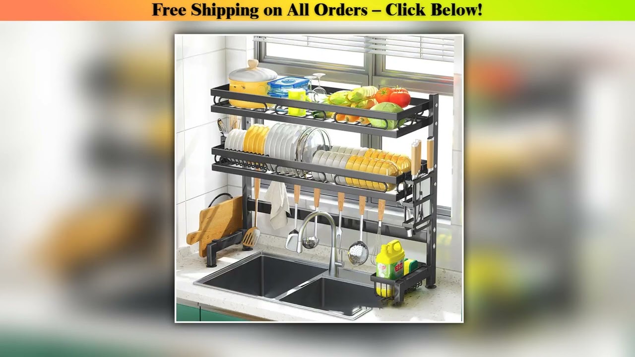 Kitchen Storage Shelf Above The Sink Bowl Draining Rack Multifunctional Dish Knife Rag Spoons Sink