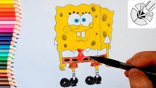 Как нарисовать Губку Боба карандашом (SpongeBob Squarepants) - Рисование и раскраска для детей(Развивающее видео для детей. В этом видео я показываю как нарисовать Губку Боба карандашом - персонаж SpongeBob..., 2016-05-14T06:07:19.000Z)