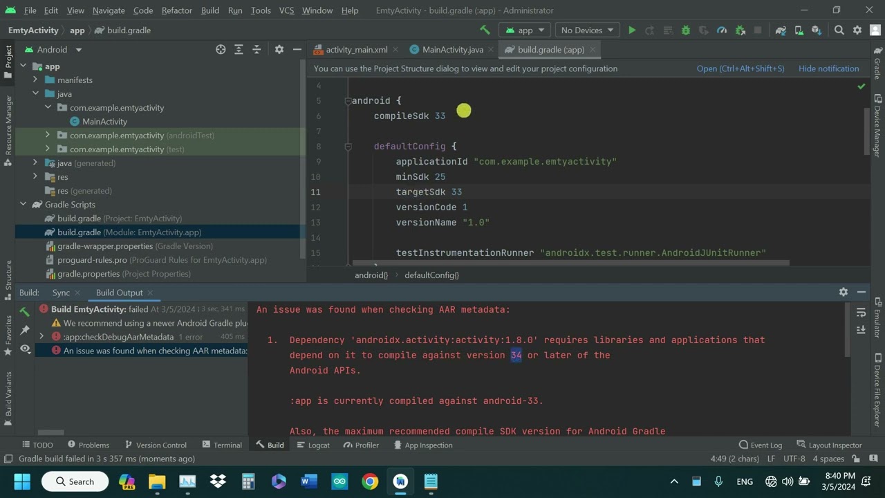 Fix issues were found when checking AAR metadata