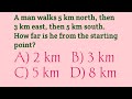 A man walks 5 km north,then 3 km east,then 5km south. How far is he from the starting point?