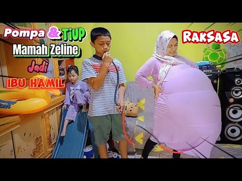 Drama lucu Pompa & Tiup Mamah Zeline jadi ibu hamil RAKSASA 😱 | Zeline vlog