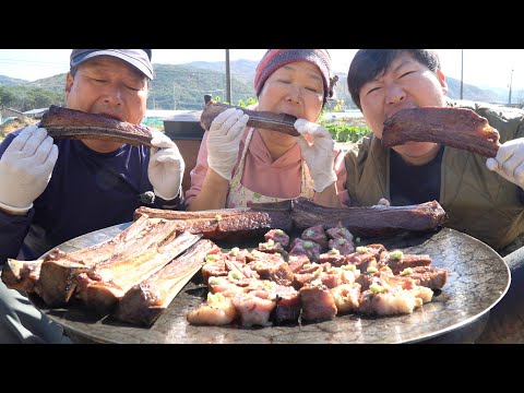 (Big Beef Ribs grilled by Straw <strong>fire</strong>) 요리&amp;amp;먹방!! - Mukbang eating <strong>show</strong>