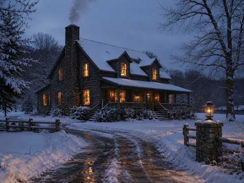 Snowy New England Cottage | Cozy Winter Ambience for Relaxation, Study & Sleep (3 Hours)