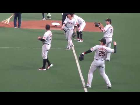 20190808 岡本和真・亀井義行・ビヤヌエバ(G)の試合前ウォーミングアップ