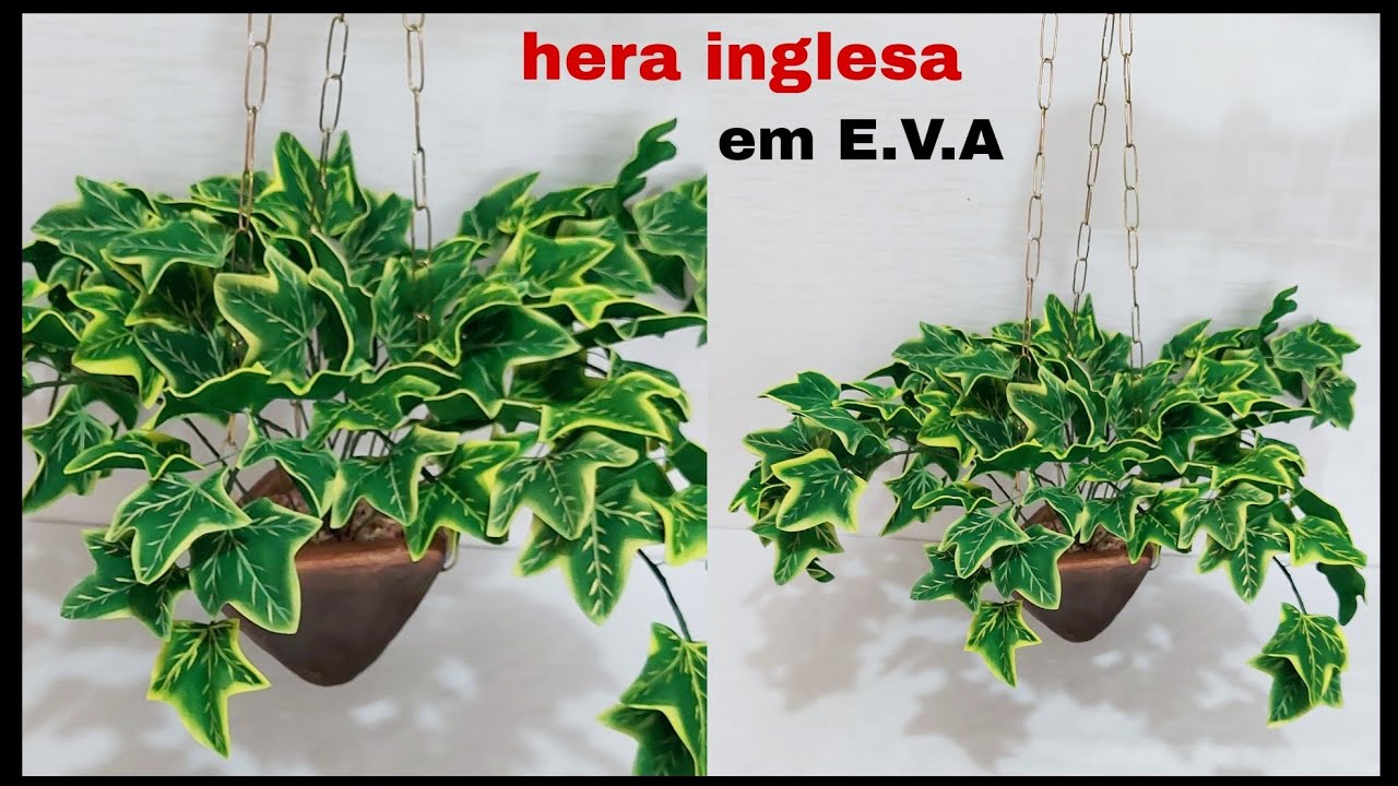 Arranjo pendente, de hera inglesa, em E.V.A, sem frisador