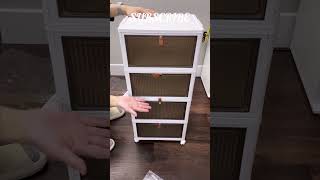 4 Tier Plastic Storage Bins with Lid 23QT, Stackable Storage Containers with Wheels, Folding Storage