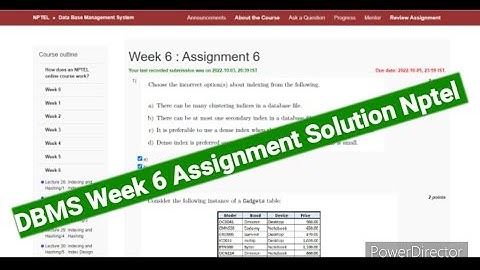 #NPTEL #DBMS #Week6 #Solutions NPTEL Database Management System Week 6 Quiz Assignment Solution 2022