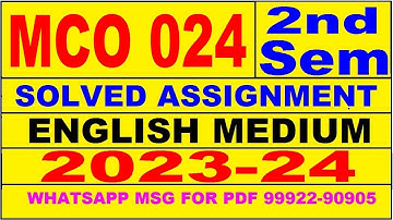 mco 24 (2nd Sem) solved assignment 2023-24 | mco 24 solved assignment in english 2024 | mco 24 2024