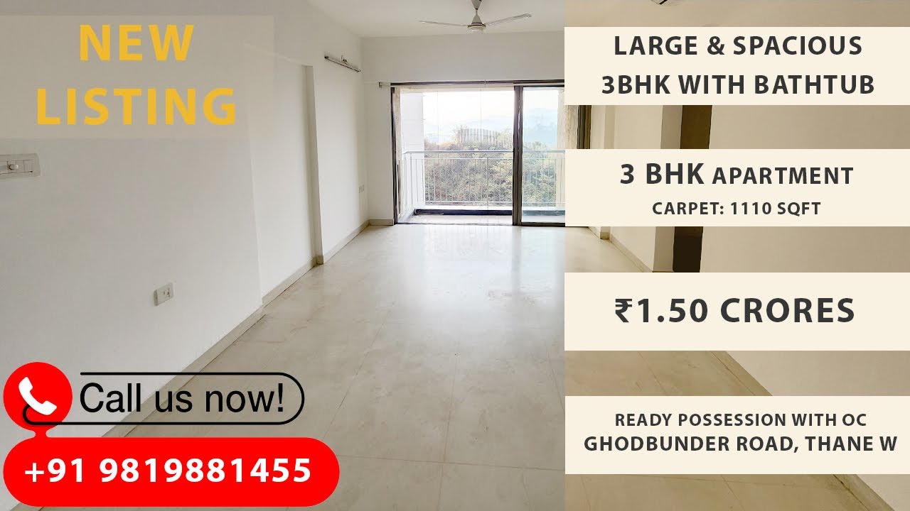 Large & Spacious River Facing 3BHK For Sale | 1110 SqFt Carpet | Ghodbunder Road | Thane Reators