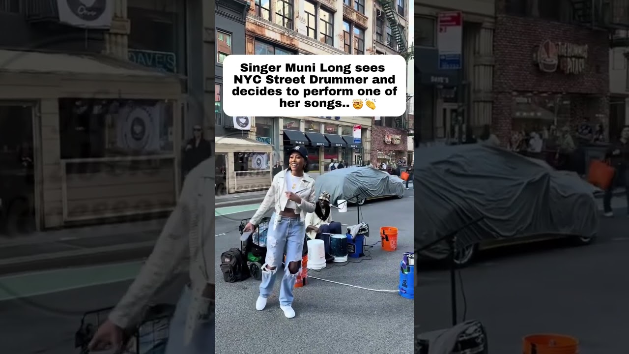 MUNI LONG JOINS A STREET DRUMMER AND SINGS HER SONG ALONG - ONLY IN NEW YORK THIS HAPPENS 