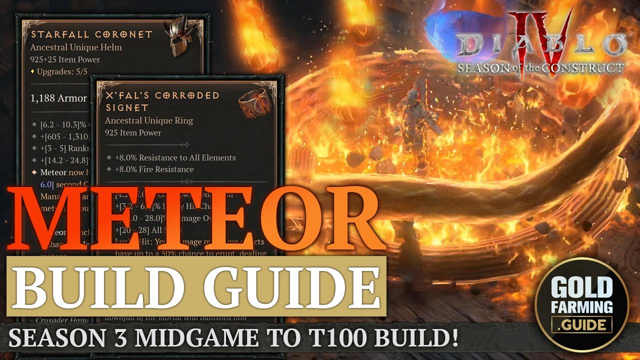 Diablo IV: Starfall Coronet X'Fal's Meteor Build Guide. Easy T100 ...