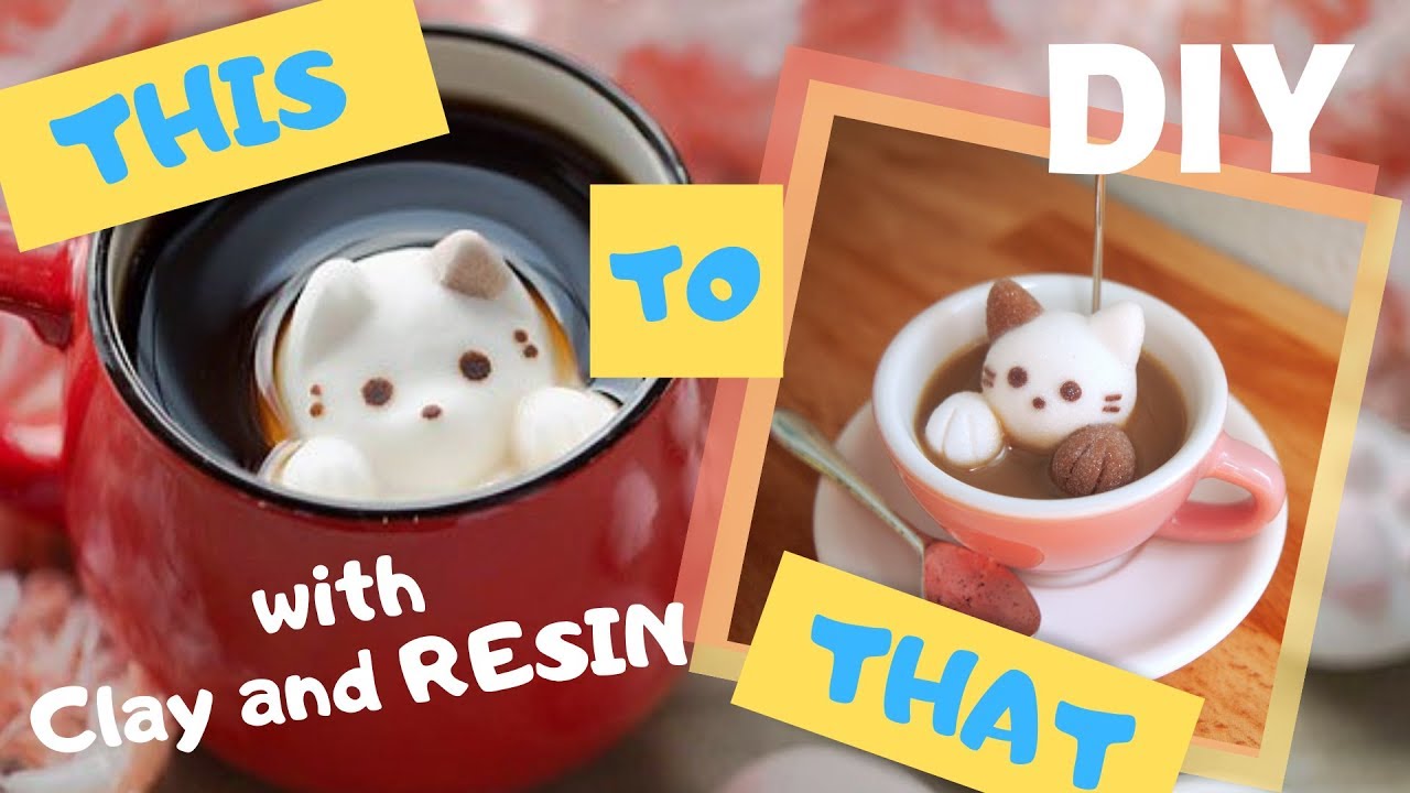 Diy Kawaii Marshmallow Cat In Coffee Photo Holder Resin And Polymer Clay Youtube Silicone Mold Maker Photo Holders Castin Craft