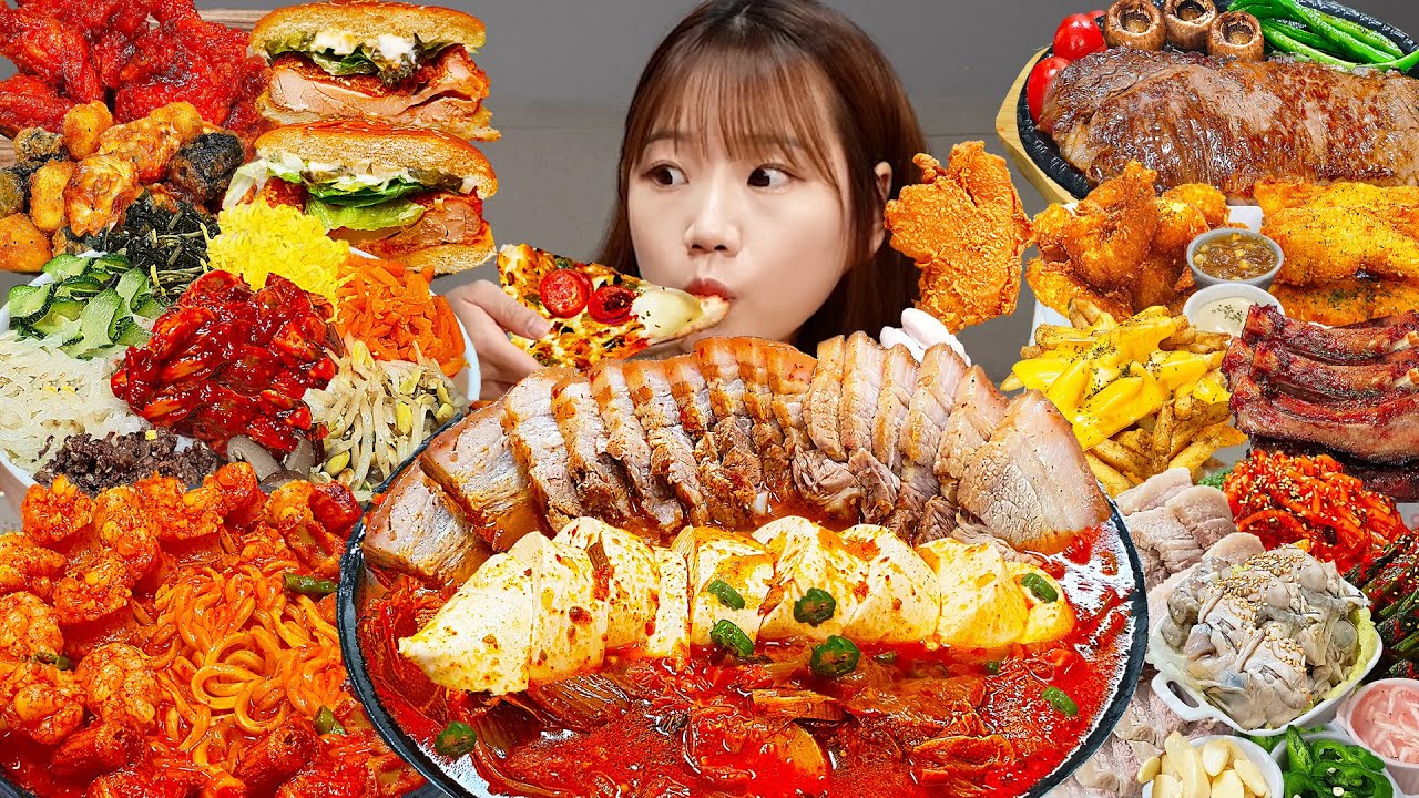 Sub)Real Mukbang- Королева кулинарии Миззан👩🏻‍🍳 Острая лапша, пицца, говяжьи кишки🔥АСМР КОРЕЙСКАЯЕДА