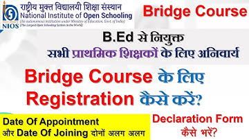 nios bed bridge course registration process|b.ed bridge course|bed bridge course form kaise bhare