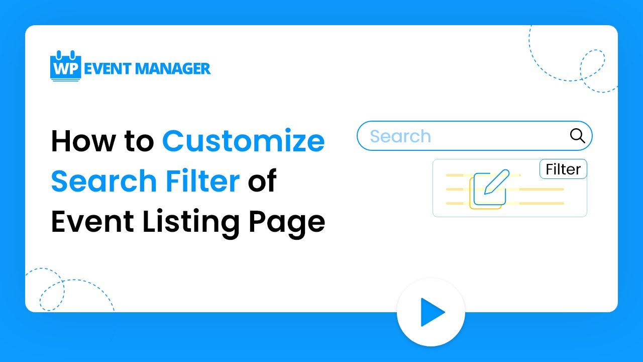 How To Customize Search Filter Of Event Listing Page Youtube