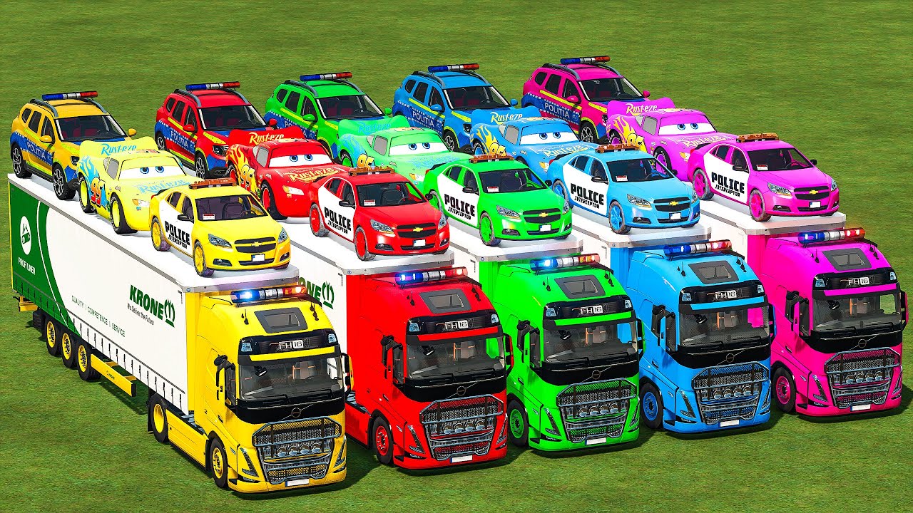 BIG POLICE TRANSPORT DACIA DUSTER, CHEVROLET INTERCEPTOR & M QUEEN CARS! FS 25