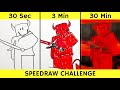 Drawing FORSAKEN C00LKID MILESTONE 1 in 30 sec, 3 min, and 30 min | ROBLOX | Fendraw
