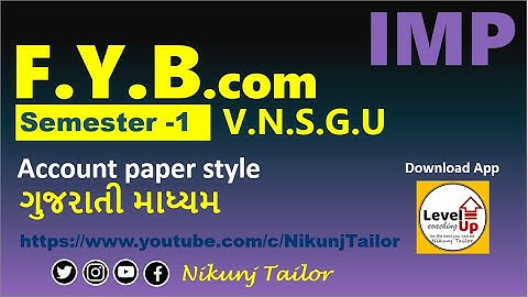FY. B.com sem-1 Paper style | Account Subject | VNSGU