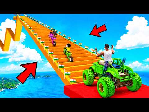 SHINCHAN AND FRANKLIN TRIED THE INDEPENDENCE DAY GOLDEN GIANT STAIRS PARKOUR CHALLENGE GTA 5