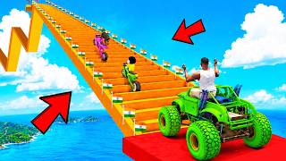 SHINCHAN AND FRANKLIN TRIED THE INDEPENDENCE DAY GOLDEN GIANT STAIRS PARKOUR CHALLENGE GTA 5 screenshot 2