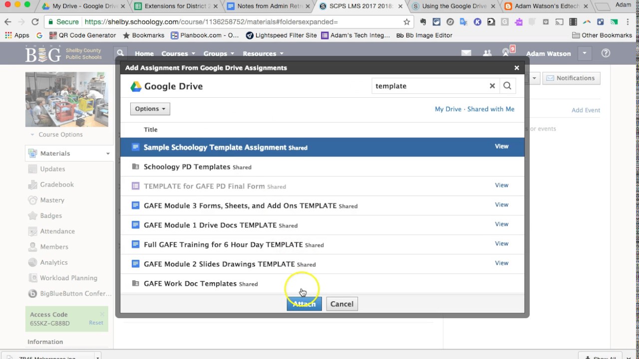 google drive assignments in schoology