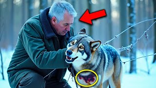 Man Rescues Frozen Wolf From Wire Trap, What The Wolf Does Next Is Astonishing...