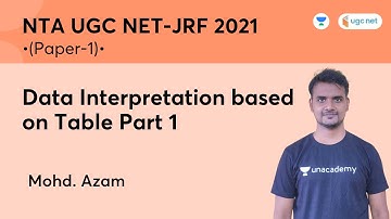 Data Interpretation based on Table Part - 1 | Paper -1 | NTA UGC NET-JRF 2021 | Mohd Azam